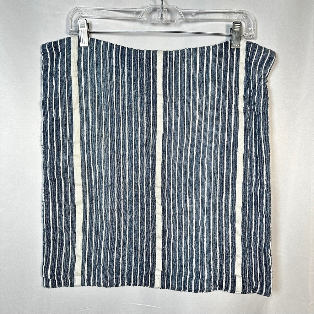 West Elm Silk Blend Striped Pillow Covers Button Front Set of 2 19x19 Navy - Picture 13 of 13